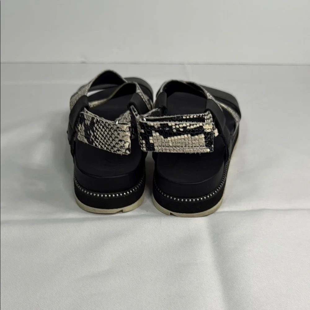 Sorel Black and Cream Sandals with Wide Strap